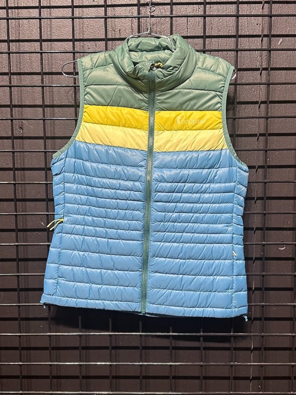 Cotopaxi Fuego Vest — Blue with Green & Yellow Stripes